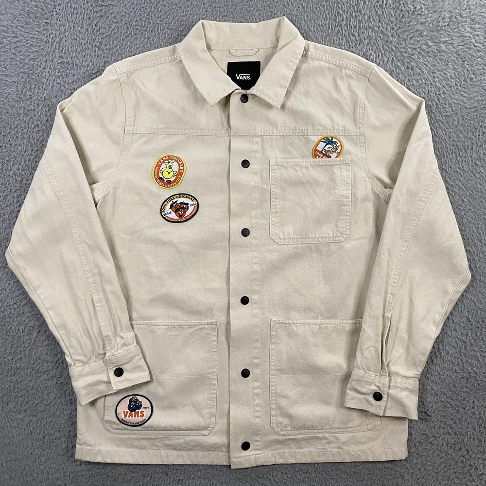 Vans Jacket Mens Medium Canvas Workwear Chore Coat Utility Patch Pocket Skate